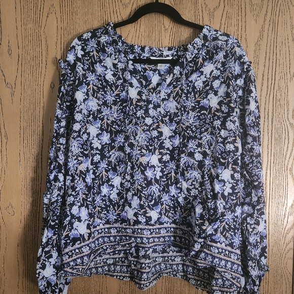 Time and Tru Tops - Time Tru, XXXL (22), blue long sleeve blouse